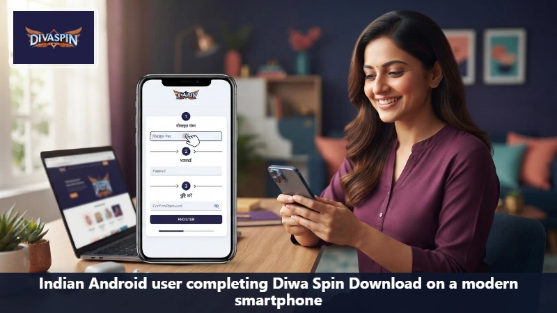 Indian Android user completing Diwa Spin Download on a modern smartphone