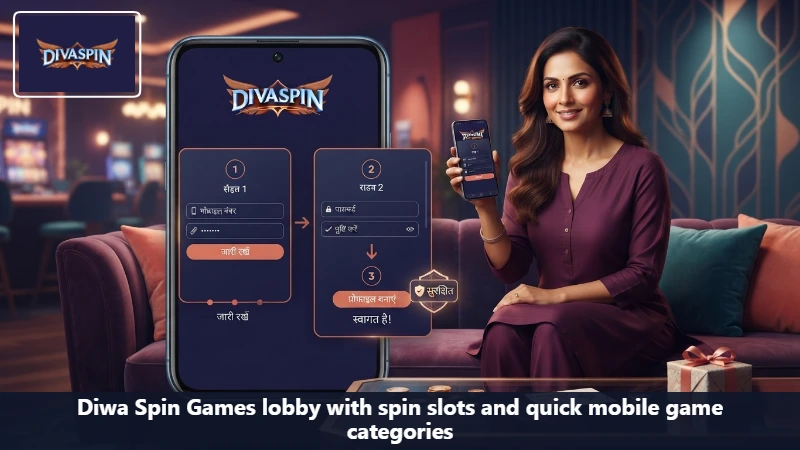 Diwa Spin Games lobby with spin slots and quick mobile game categories