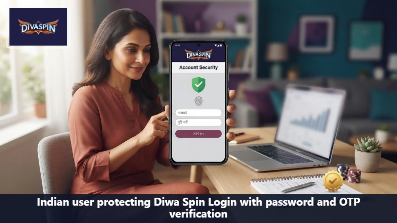 Indian user protecting Diwa Spin Login with password and OTP verification