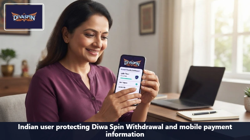 Indian user protecting Diwa Spin Withdrawal and mobile payment information